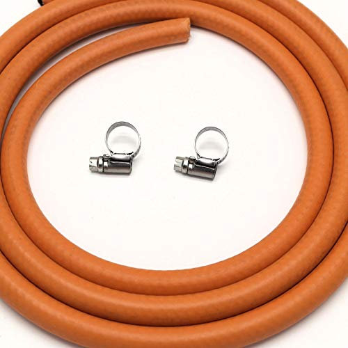 alfagomma 1M 8mm I/D Lpg Butane/Propane Gas Hose With 2 Stainless Band Hose Clips