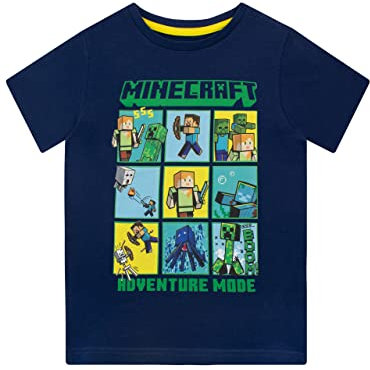 Minecraft - T-Shirt - Creeper and Steve - Garçon - Bleu - 10-11 Ans