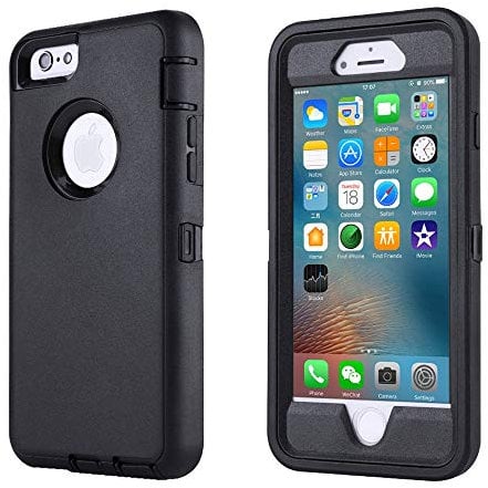 smartelf Case for iPhone 6 Plus/6s Plus Heavy Duty With Built-in Screen Protector Shockproof Dust Drop Proof Protective Cover Hard Shell for Apple iPhone 6+/6s+ 5.5 inch-Black