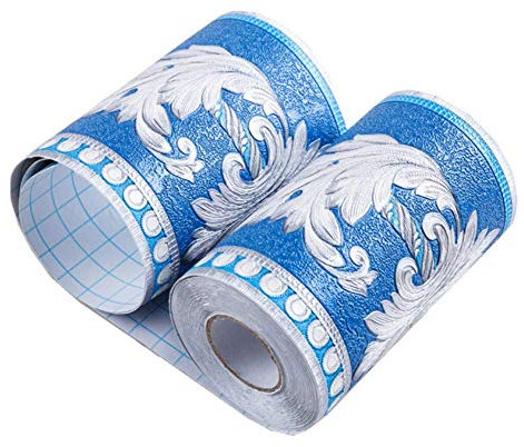 Meboom - Bonito papel tapiz con diseño floral azul y blanco para decoración de techo, para baño, sala de estar, cocina, 10 cm por 5 metros
