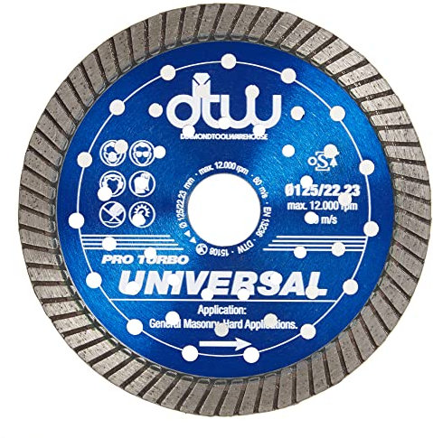 DTW Pro Universal Turbo Diamond Blade - Fast Cutting Hard Material Blade for Concrete Products, Reinforced Concrete, Hard Brick, Marble, Granite & More