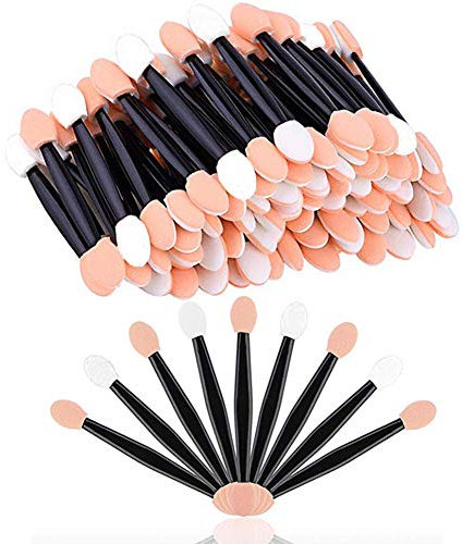 Desenda 50pcs Disposable Dual Sided Eyeshadow Brushes, Eye Shadow Applicator Sticks, Soft and Comfortable Sponge Tipped Eye Make up Applicators