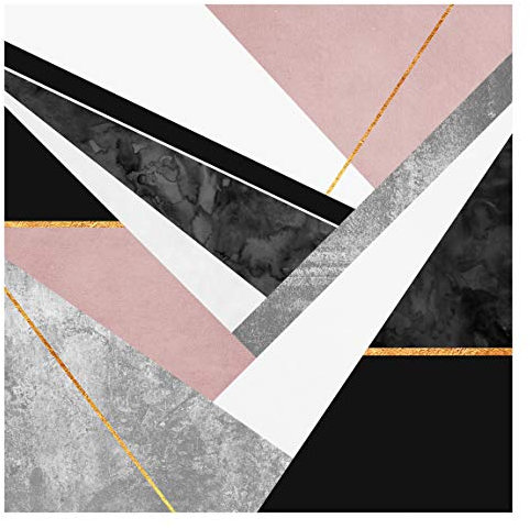 Bilderwelten Tapete selbstklebend - Schwarz Weiß Geometrie mit Gold - Vliestapete 192 x 192cm