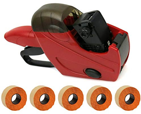 Preisauszeichner Set | UNO C6 Etikettier-Gerät | Hand-Auszeichner mit 7.500 Etiketten in leuchtorange ablösbar | robust und langlebig | PB-Onlinehandel