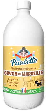 Paulette - Savon de Marseille - Dégraissant Ménager Surpuissant au Bicarbonate, Multi-Surfaces Ecocert - Fabriqué en France - 1 L