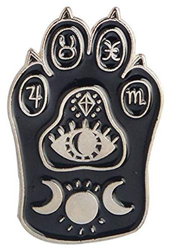 Lankater Gothic Magische Katzen-tatzen-brosche Emaille Pin Hexe Abdrücke Mond-Stern-Mantel-patriotismus-Revers-stifte Abzeichen