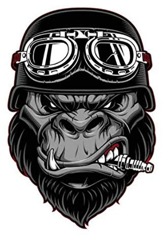 EROSPA® Aufkleber KFZ Auto Motorrad - Grimmiger Gorilla Biker - Car-Sticker