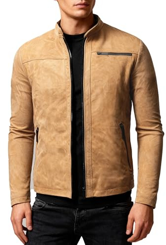 Crone Epic Herren Lederjacke Echtleder Jacke | Echtleder, Stehkragen, Ziernähte, Regular Fit, viele Farben