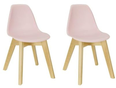 Home Deco Kids HD6767 Chaise Scandinave Enfant, Hêtre, Beige-Rose, 39 x 57,5 x 30