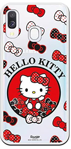 Personalaizer Originelle Schutzhülle, kompatibel mit Samsung Galaxy A40, Hello Kitty, bunte Schleifen