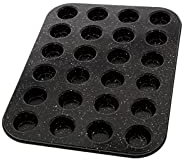 Pradel Excellence - Moule pour 24 Mini-Muffins en Acier Carbone, Revêtement Anti-Adhésif - Accessoire Pâtisserie Préparation Culinaire - Compatible Four et Lave-Vaisselle - 35,5 x 26,5 x 1,6 cm - Noir