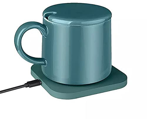 SZGHHW SZGHHW-MC802-10W Kaffeebecher mit kabellosem Ladegerät für Schreibtisch, beheizter Kaffeebecher mit 10W kabellosem Laden, USB-Auto-Abschaltung, Teewärmer, SZGHHW-MC802-10W (Retrogrün)