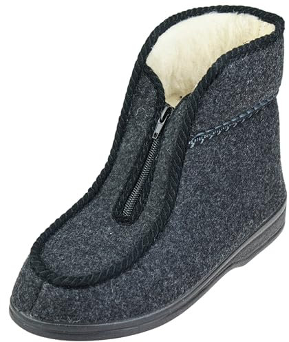 APREGGIO Pantoufles Hiver Homme – Chaussons Chauds et Pratiques en Laine et Feutre – Taille 46