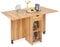 Mondeer Mobiler Klapptisch, Klappbarer Esstisch Geeignet für kleine Räume mit 1 Schublade und 2 Ablagen für Esszimmer und Küche, Roteiche H1071KT01RO 72 x 120 x 75 cm