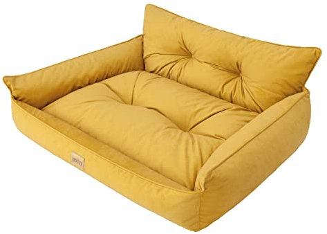 DOGGY Hundebett Haustierbett Hundeliege Gesteppt Hundekissen Bett Sofa Hundematratze Tierbett Hundesofa Matratze, Gelb Fancy, XXL - 106 x 80 cm