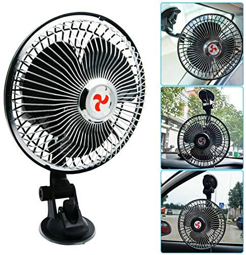 Ventilateur de voiture, TOTMOX 6 pouces ventouse de réglage du ventilateur de véhicule, refroidissement mini ventilateur d'air de voiture Circulateur d'air de refroidissement d'été - 24V