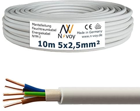 NYM-J 5x2,5 mm² 10m Mantelleitung Installationskabel Stromkabel nach DIN VDE 0250 M17