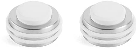 MAD Fermaporta, Ferma Porta da Pavimento Adesivi, Paracolpi in Gomma a Muro (Large, Bianco con Base Satinata)