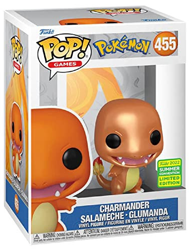 Funko Pop! Games: Pokemon - Charmander Salameche - Glumanda (Metallic) (Convention Limited Edition) #455 Statuetta in vinile