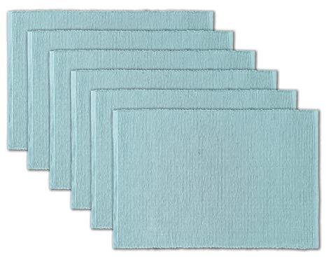 AVKA Studio Platzsets aus 100% Baumwolle, gerippt, 33 x 48 cm, Hellblau, für den täglichen Gebrauch, Dicke Konstruktion, waschbare und Wiederverwendbare Stoff-Tischsets
