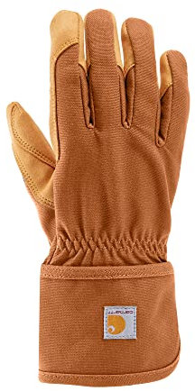 Carhartt Robust, dehnbar, synthetisches Leder, hochqualifizierte Sicherheitsmanschetten-Handschuhe für kaltes Wetter Damen, kaffeebraun, S