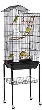 Flugkäfig Haushalt 4 Rollen Draht Vogelkäfig Räder Indoor/Outdoor Großer Stacheldraht mit Oberlichtern Papageienkäfig Vogelkäfig