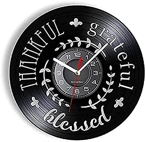 Orologio da parete Grateful Blessed Thanksgiving Days Home Quiet Orologio al quarzo Taglio grato Opere d'arte alimentato a batteria