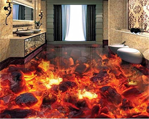 Personnalisé Sol Pâte Feu Flamme Brûlant Stéréo Étanche Épais Antidérapant Salle De Bains Plancher Maison 3d Sol Papier Peint, 430 * 300cm