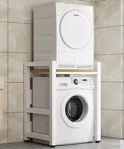 XNASU Mueble Lavadora Unidad Almacenamiento sobre Lavadora, Capacidad Carga 300 Kg, Kit Apilamiento Lavadora y Secadora, Estante Almacenamiento Lavadora Baño Cocina Balcón Lavadero White,B