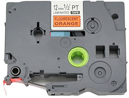 BROVACS Schriftband, kompatibel mit Brother P-Touch TZ B31 TZe B31 12 mm OPA1323, Schwarz auf Fluo-Orange, 1 Packung