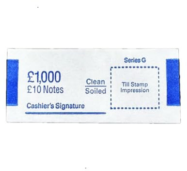 Money Bands Currency Straps For GBP UK notes (Blue (£10 notes), 100 pack)