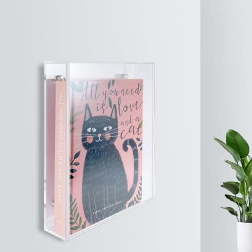 COCEANV Buchvitrine, transparente Acryl-Wandhalterung, vertikale Vitrine mit Schiebetür, Tisch-Bücherregal für Sammlerbücher, DVD, VHS oder Videospiele. (Innenmaße: 27 x 20 x 6 cm)