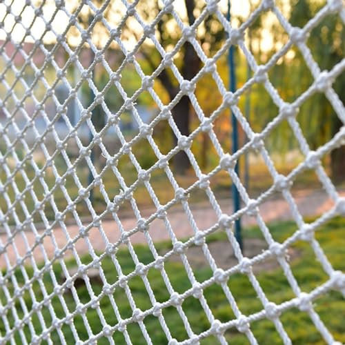 HJZALMI Colorful Climbing Cargo Net, Playground Rope Mesh, Polyester Rope Net, Sports Barrier Net Outdoor Swingset Cargo Heavy Duty Wall Safety Nets (Color : White - hole diameter 3cm, Size : 2mx2m)