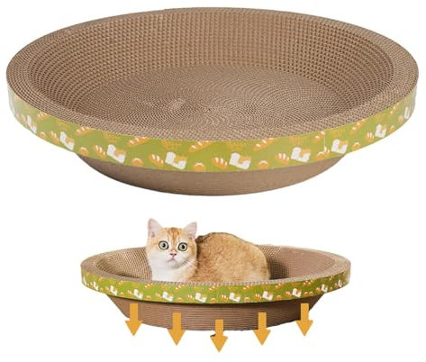 Rascador para Gatos de cartón | Rascador de de cartón, Grande, Ahorra Espacio y Estable, Juguete para Gatos para Sala de Juegos, Estudio, salón, balcón, de Gatitos, Dormitorio Moxeupon