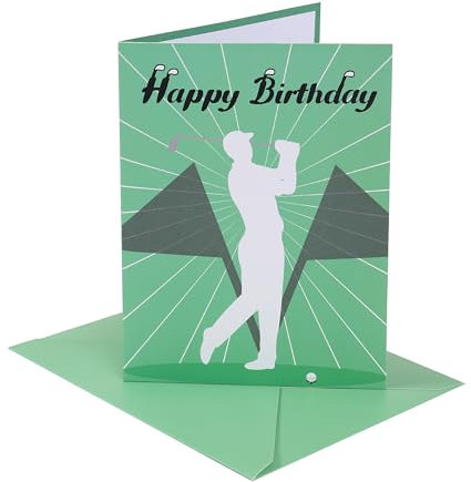 Sumerk 1 Stück Golf Greeting Card with Envelope and 2 Birthday Stickers Golf Geburtstagskarte Premium Birthday Greeting Card for Golfers Woman Man(20 x 15cm)