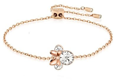 Kaguyo Mickey Mouse Armbänder roségold 925 Sterlingsilber klare Zirkonia Freundschafts-Minnie Mouse einstellbare Unendlichkeit Charms Link Armbänder für Frauen und Mädchen(rosafarbene Maus)