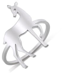 kkjoy Hirsch und Reh Ring Edelstahl Wald Rentier Ring Versprechen Ring Wildnis Jagd Ring Schmuck Geschenk für Frauen Männer