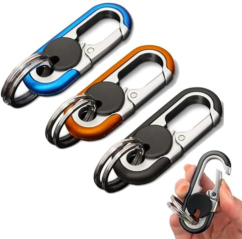 CHRIS GOOD Men's Car Key Chain 3pcs, Personalized Creative Stainless Steel Car Keychain for Men, Anti-Loss Heavy Duty Metal Key Ring