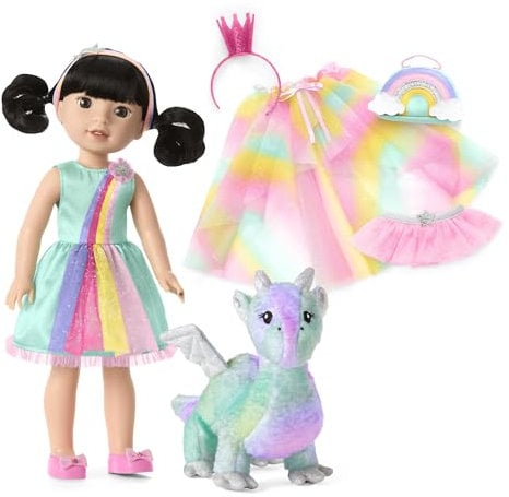 American Girl WellieWishers 14.5-inch Emerson Doll Playset with Crisella The Dragon, Doll Dress and Accessories, and Storybook, for Ages 4+