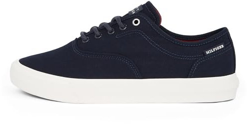 Tommy Hilfiger Herren Vulcanized Sneaker Low Oxford Twill mit Logo, Blau (Desert Sky), 43