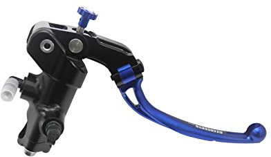 Pompa Freno - Lavorata CNC - 16X16 Con Corpo Pompa Anodizzato, Leva Snodata Corta Blu (Pomello+Leva) per KTM TC (CC 125) 2023-2025
