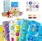 Niviy Geschenkpapier Kinder 6 Blatt 70x50CM Gefaltetes Geburtstag Geschenkverpackung,Dino/Auto/lächelndes Gesicht/Blume/Ballon/Eiscreme Cartoon Design,mit Aufkleber,Band und Klebeband Für Jeden Anlass