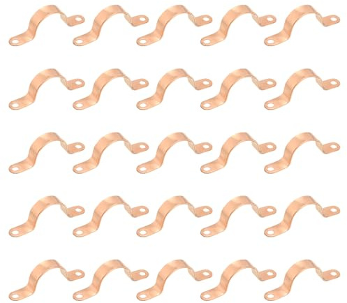 PATIKIL 3/4 Copper Pipe Clamp, 25 Pcs, Wall Mount, Two Holes, Anti-Corrosion, High-Temperature Resistance