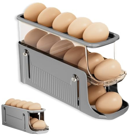 Eier Aufbewahrung Kühlschrank, Automatisch Rollend Kühlschrank Organizer Eier, Eierspender Kühlschrank Hält 12 Große Eier, Eieraufbewahrungsboxen für Kühlschrankaufbewahrung (B)