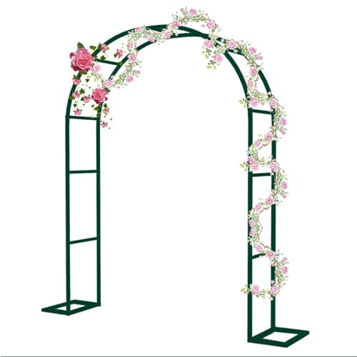 Arco da giardino in acciaio per piante rampicanti, verde, pergolato per matrimonio, con base, 260 cm x 220 cm