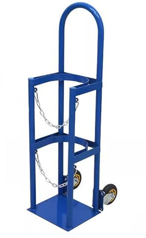 Meuble Bouteille de Gaz Support de Bouteille D'oxygène en Acier/ Support Debout, Étagère de Rangement de Bouteille de Gaz Autonome avec Chaîne, Chariot de Soudage de Bouteille Mobile pour Usage Domest