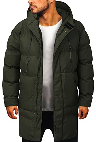 Beokeuioe Doudoune doublée pour homme - Taille 8XL - Avec capuche - Veste matelassée - Manteau d'hiver matelassé - Longue taille - Veste de ski rembourrée - Veste d'extérieur surdimensionnée - Veste