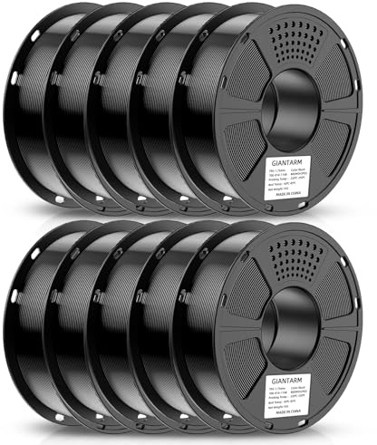 GIANTARM TPU Filament 1,75 mm für Flexible 3D-Drucker Filament 10 kg(Zehn Rollen à 1kg),Maßgenauigkeit +/-0.02mm,TPU 95A schwarz