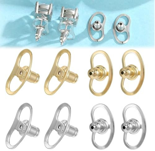 XURJUMI 8 Pezzi Orecchini Con Chiusura A Perno In Metallo Per Orecchini Pesanti Da Donna Fai Da Te, Gioielli E Orecchini Placcati Oro Argento
