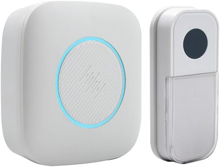 Uni-Com Wireless Plug-in Door Chime, 150m Operating Range, 30 Different Chimes, LED Colour Change Chime Alert, Easy Install